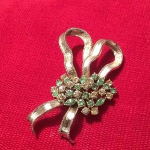 Ribbon Brooch with Rhinestones